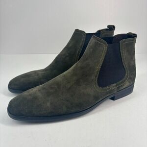 Base London Men's US 7 Saffron Suede Chelsea Pull-On Low Heel Casual Ankle Boots